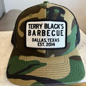 Terry Black’s Barbecue Patch Camouflage Trucker Hat Dallas Texas BBQ Restaurant